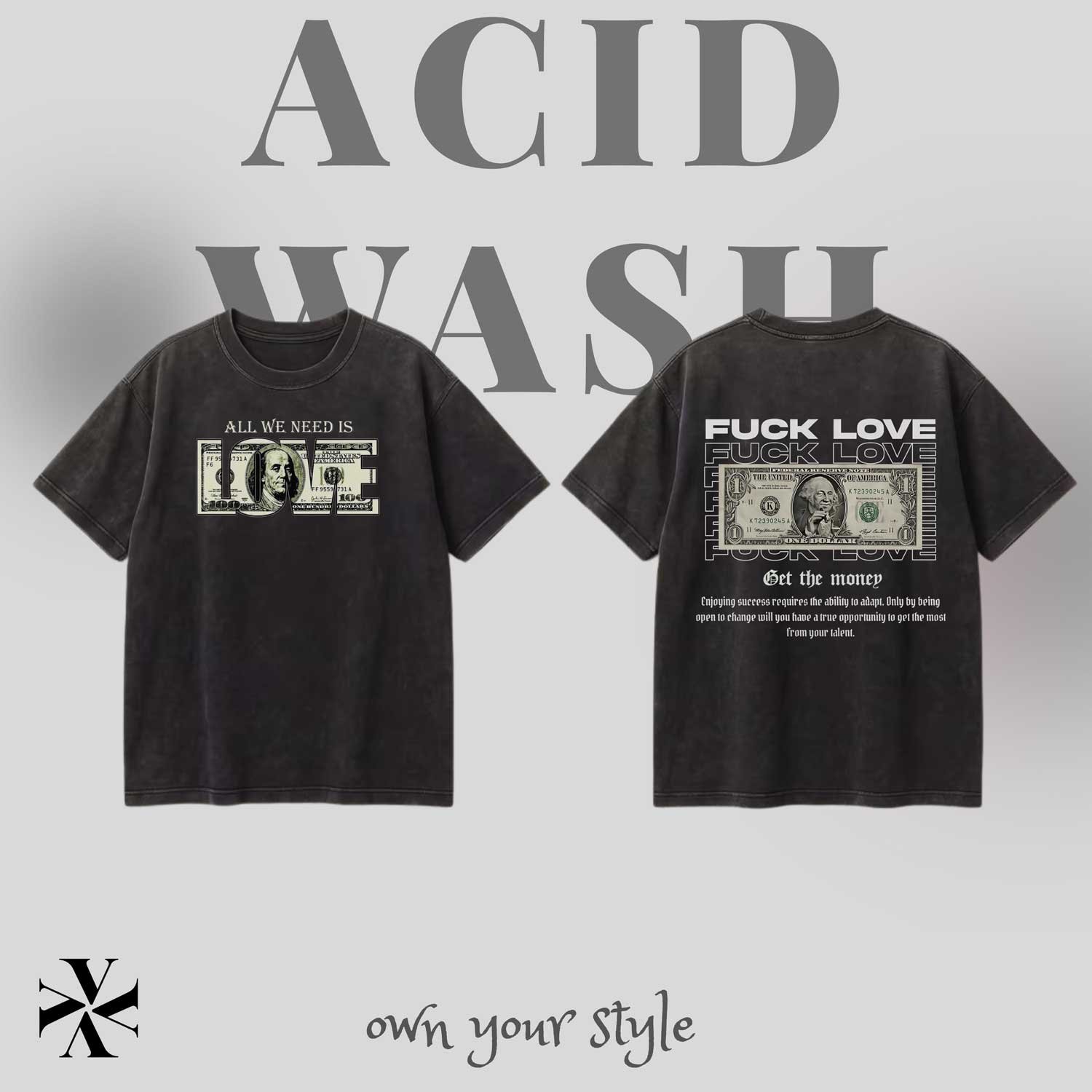 90 Premium Acid Wash Oversized T-Shirt – 230 GSM | Vynor - Image 1