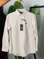 Premium Beige Striped Casual Shirt for Men – Full Sleeve Formal & Casual Wear - Image 4