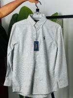 Premium Olive Striped Casual Shirt for Men – Full Sleeve Formal & Casual Wear - Image 2