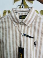 Premium Beige Striped Casual Shirt for Men – Full Sleeve Formal & Casual Wear - Image 2