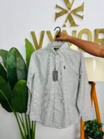 Premium Olive Striped Casual Shirt for Men – Full Sleeve Formal & Casual Wear - Image 4
