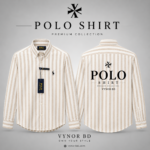 Premium Beige Striped Casual Shirt for Men – Full Sleeve Formal & Casual Wear