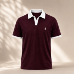 Classic Old Money Ribbed Polo Shirt - Burgundy