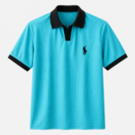 Classic Old Money Ribbed Polo Shirt - Turquoise Blue